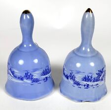Vintage Blue Porcelain Bells 3.5