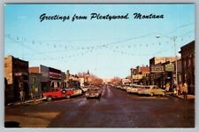 Postcard Plentywood Montana Greetings Street View Walgreens Agency Drug Store picture