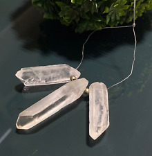 3 Pcs Clear Quartz Crystal Gemstone, Raw Healing Crystal For Pendant Making. picture