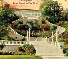 C.1910s Milwaukee, WI. Lake Front. Pavilion. Downtown. Concrete Stairway. VTG picture