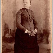 c1880s Hoboken, NJ Big Woman Cabinet Card Photo Holding Pregnant? S Fichtel B18 picture
