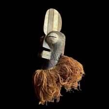 African Mask Wall Hanging Antique Folk Art Tribal raffia Songye Kifwebe-G1360 picture