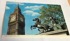 Postcard Big Ben & Boadicea Statue London 315 ft. Clock tower House of Commons picture