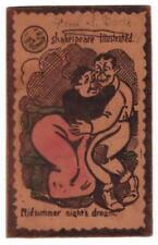 Vintage Shakespeare Illustrated Midsummer Nights Dream Leather Post Card. Posted picture