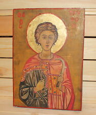 Vintage hand painted Orthodox icon Saint Tryphon picture