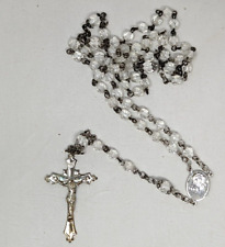 VTG Clear Faceted Glass Bead Metal Catholic Religious Cross Crucifix Rosary CP22 picture