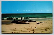 Old Wreck On Beach Cape Cod Massachusetts Vintage Unposted Postcard picture