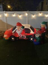 Gemmy Airblown Inflatable 8ft Santa Racer Lighted Christmas Race Car Santa Claus picture