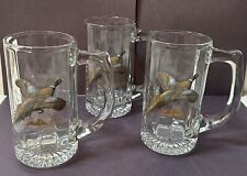 Set 3 Maass Glass Ring Pheasant Mugs Cups Beer Steins Vintage Dad Gift Hunting picture