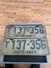 Original 1927 Ohio License Plates - T 137-356 Matching PAIR Large Plates picture