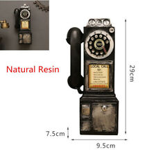 Wall-Mounted Pay Phone Model Booth Telephone Figurine Rotary Antique Resin Craft picture