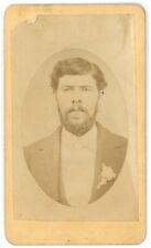 CIRCA 1870'S CDV Featuring Large Handsome Man With Beard Wearing Suit & Tie picture