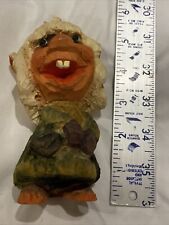 Vintage Henning Norway Folk Art Hand Carved Wood Crown Troll Gnome Figurine 1/2 picture