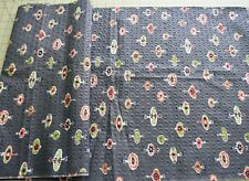 3191 1/2 yd antique 1950's cotton fabric, Xmas balls on gray, textured picture
