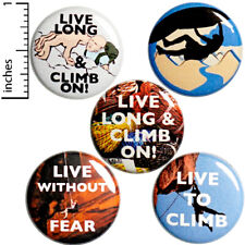 Rock Climbing Buttons Cool Backpacks Jacket Pins 5 Pack Gift Set 1 Inch P39-2 picture