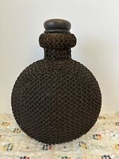 VINTAGE LARGE CHAINMAIL COVERED Wood Solid Bottle 12