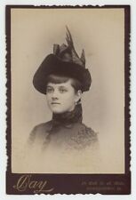 Antique Circa 1880s Cabinet Card Beautiful Woman in Stunning Hat Norristown, PA picture