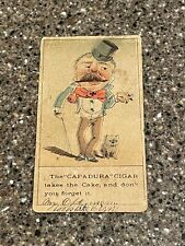 Antique Capadura Cigar Trade Card Victorian Advertising Mustache Dog Tobacco picture