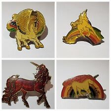 Vintage Unicorn Enamel Lapel Pins 1980s Rainbow Jacket Backpack Buttons Kitsch picture