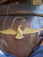 Vintage Solid Brass Spread Winged Eagle Placque w/chain 16 1/2
