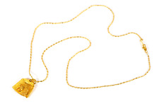 Shriners Fez Hat Freemasonic Vintage Gold Tone Pendant On Necklace 24