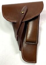 WWII GERMAN BELGIAN BROWNING 9MM HIGH POWERED PISTOL HOLSTER-BROWN LEATHER picture