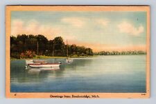 Breckenridge MI-Michigan, General Greetings Lake, Vintage c1949 Postcard picture