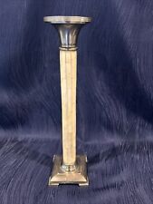 VTG Tall Candlestick w/ Natural Shell Shaft/Metal Base & Top/Made in INDIA ~ picture