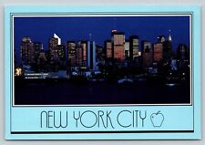 Night View of The Big Apple New York City New York 4x6 Postcard 1763 picture