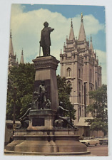 Vintage 1970's Posted Postcard Brigham Young Monument Salt Lake Utah 3.5