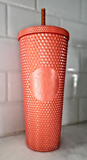 New Starbucks Orange Studded Cold Drink Cup with Straw 24 oz picture