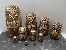 Vintage Russian Nesting Dolls 10 Piece Set Wooden Handmade picture