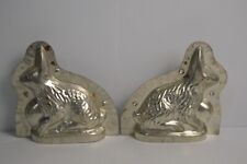 Vintage Metal Chocolate Bunny Mold 2 Pcs 3-D Candy Sculpture Easter Collectible picture