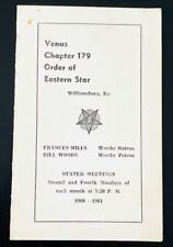 WILLIAMSBURG KENTUCKY 1961 Order of the Eastern Star Meeting Pamphlet O.E.S #179 picture