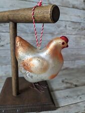  Blown Glass Chicken Ornament Hand Painted Crackle Hen picture