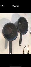 VINTAGE Gray  w/ WHITE SPECKLES ENAMELWARE SAUCE PANs 2 picture