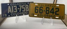 Vintage 1953 & 1954 Bicycle / Wheaties State Metal License Plates - Colorado picture