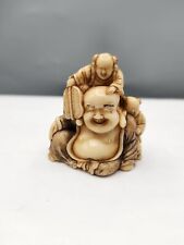 Vintage, Buddha With 2 Servents Carved Resin Figure, Signed MFA picture