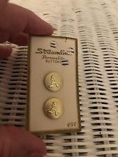 Vintage Streamline Personality Buttons, Letter A, Gold Color, Metal, Shank, New picture