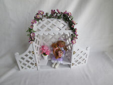 Byers Choice Little Toddler Girl with Teddy Bear & Flowers in Gazebo, Trellis picture