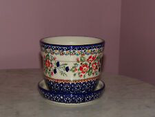 Polish Pottery Small Flower Pot with Saucer UNIKAT Signature Exclusive Zoey picture