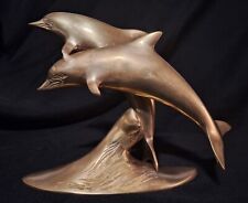 Vintage Brass Dolphin Pair Sculpture picture