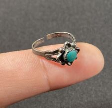 Early Native American Sterling Silver .925 Turquoise Kids Child or Pinky Ring picture