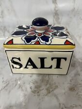 HTF  Vintage Mexican TALAVERA POTTERY Lidded Salt Box picture