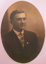 Antique Photograph Handsome TEXAS Man Early 1920's Oval Studio Portrait picture