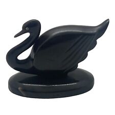Vtg Carved Bakelite? Celluloid Swan Duck Bird Figurine Handmade Black 3