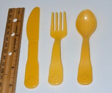  RARE VTG Fisher Price Fun W Food YELLOW Utensils TV Dinner Set Spoon Fork Knife picture