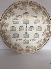 Vintage 1958 Calendar Plate Gold Trim picture