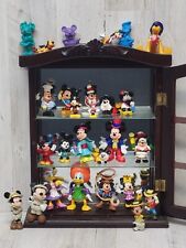 Disney Mickey & Friends Figurines Collection Lots of 27 Plus Small Glass Cabinet picture