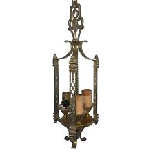 Vintage Brass 3 ARM Ceiling HANGING ELECTRIC CHANDELIER Light. picture